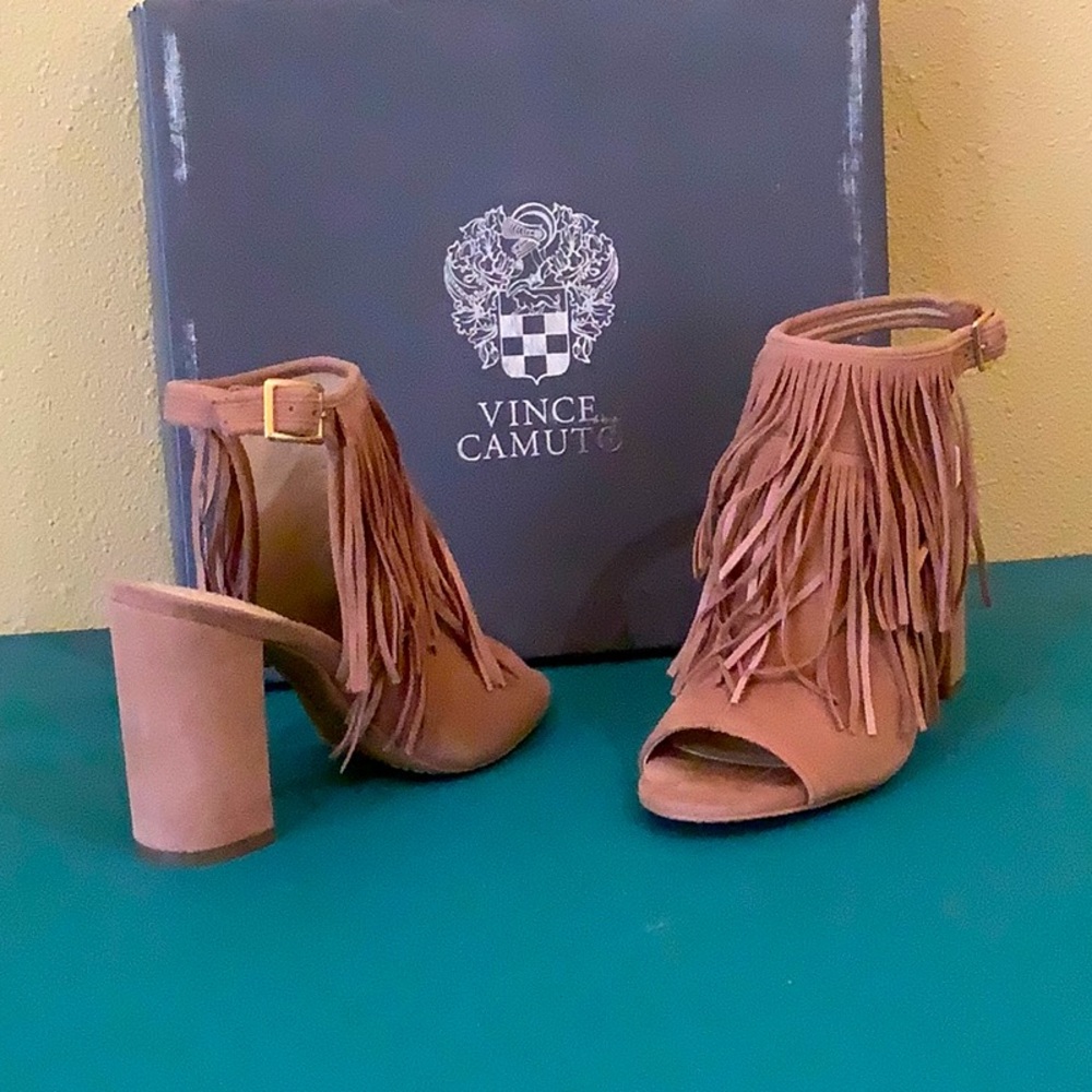 Vince Camuto fringe high heel sling